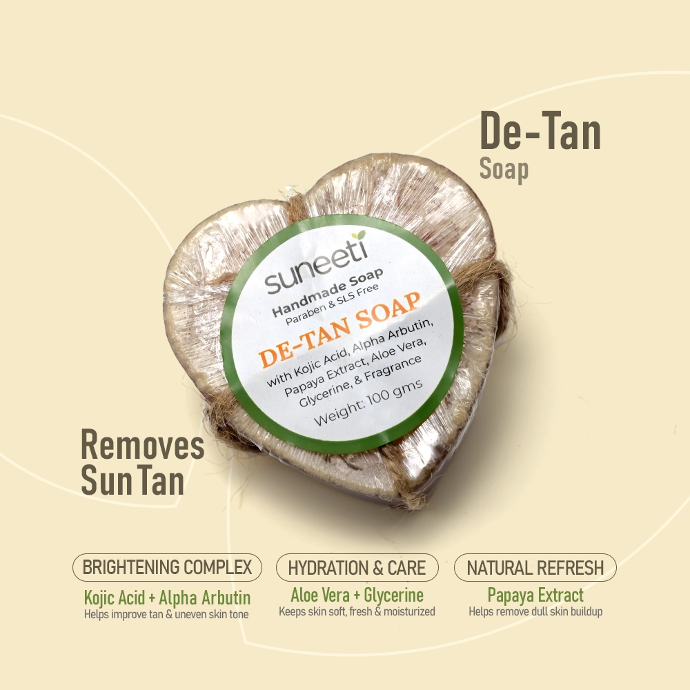 De-Tan Glow Soap – Removes Tan, Brightens Skin & Evens Tone
